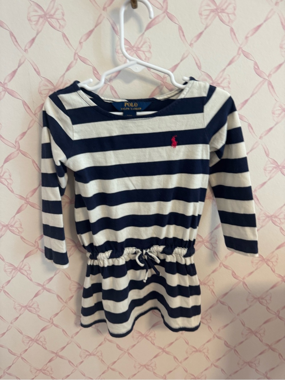 Polo by Ralph Lauren Navy and White Striped Toddler Dress